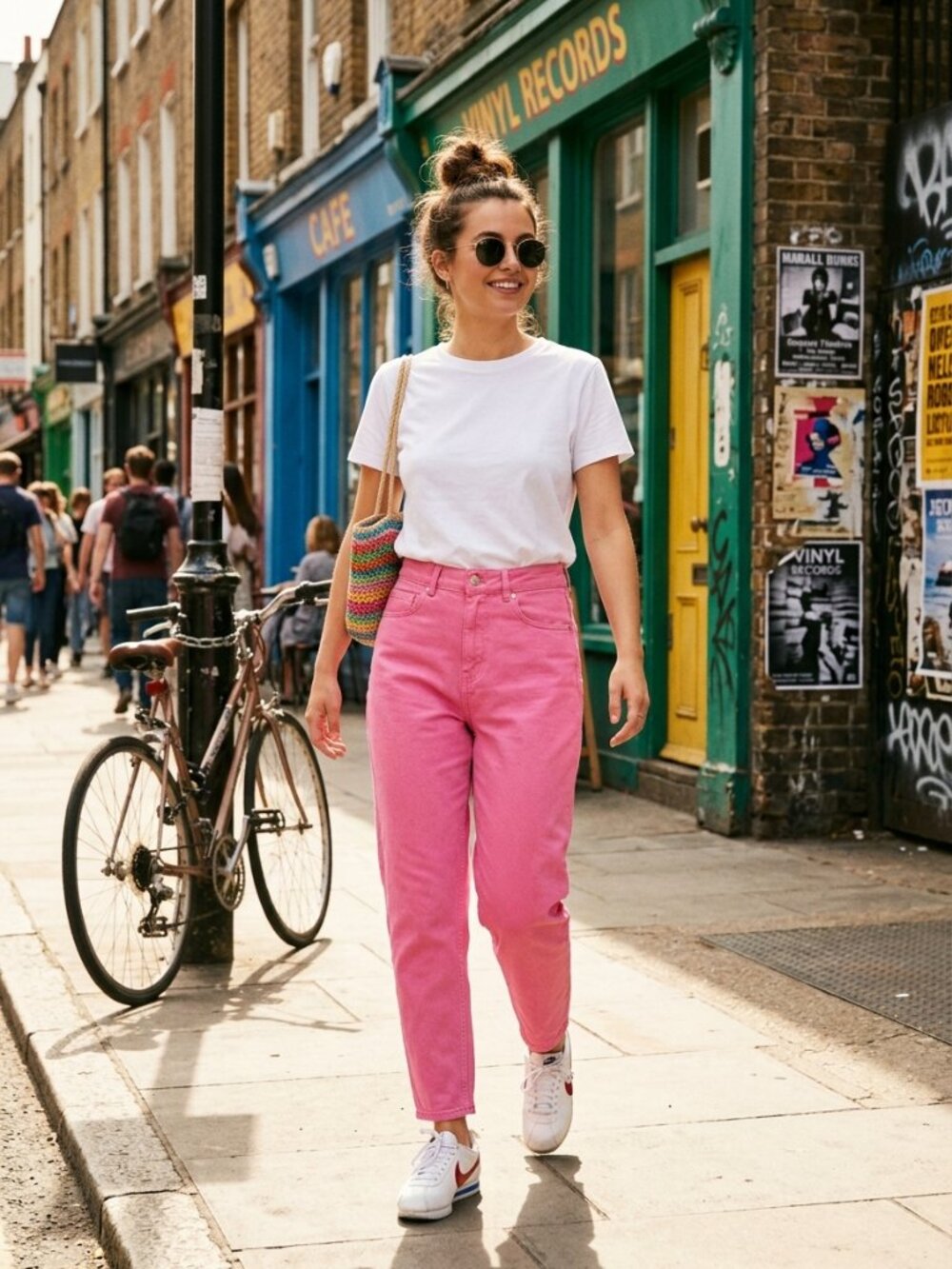 Women's Zara Bubblegum Pink Mom High-Rise Jeans Tapered Leg Colorful Y2K Size 4